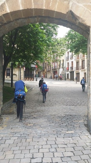 Pilgrims leaving Pamplona