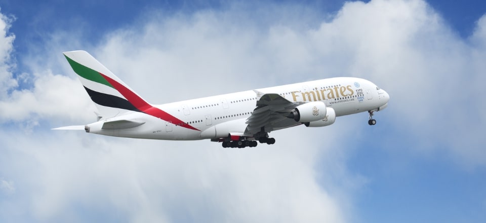 Emirates plane on flight