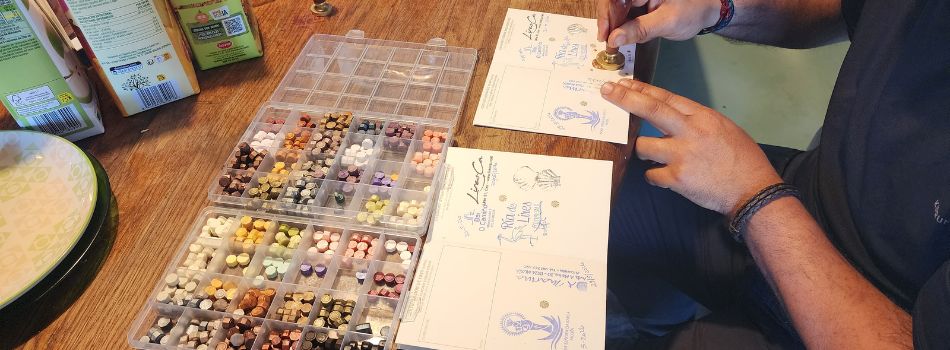 Day 2 - Lires to Fisterra - homemade wax stamps